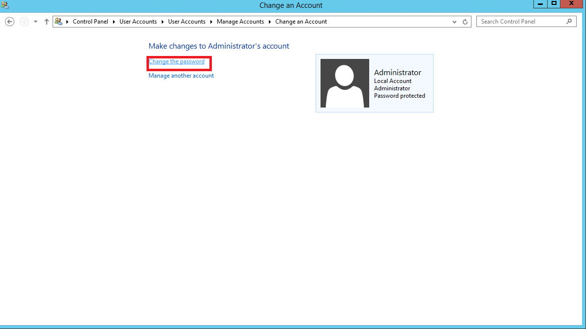 Windows Server 2012 Administrator hesabı şifre değişimi